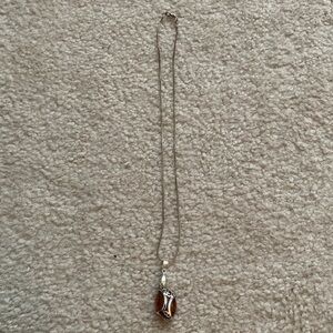 Sterling silver necklace with amber pendant